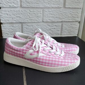 Tretorn Nylite4Plus Women's Pink Gingham Checkered Sneakers Size 6